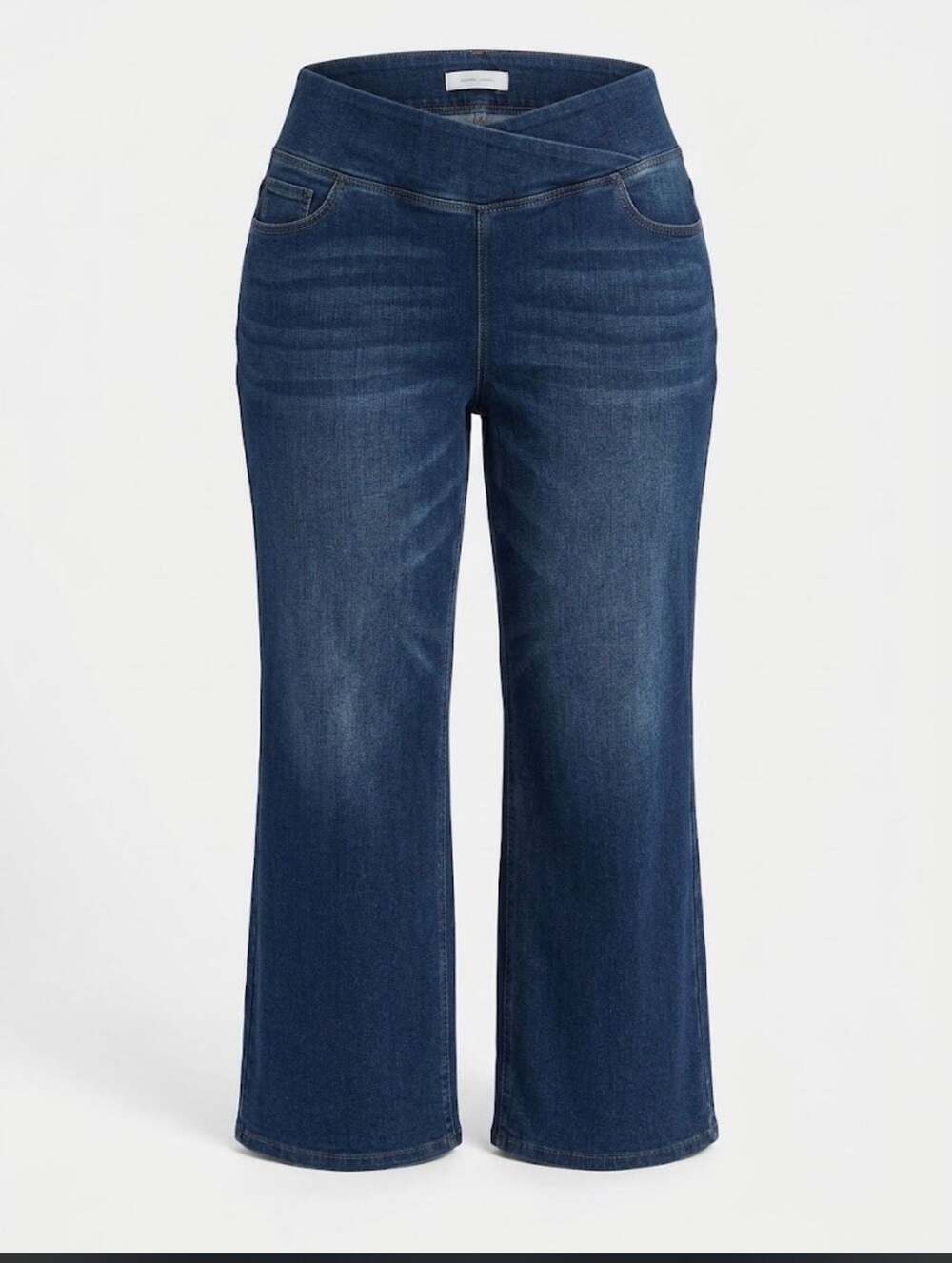 Halara Women's XL Regular Criss-Cross High Waisted Dark Blue Denim Jeans